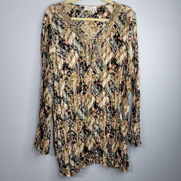 Cato Tops - 18W 20W Cato Brown Tan Crinkle Plus Size Top Tee Blouse Shirt R